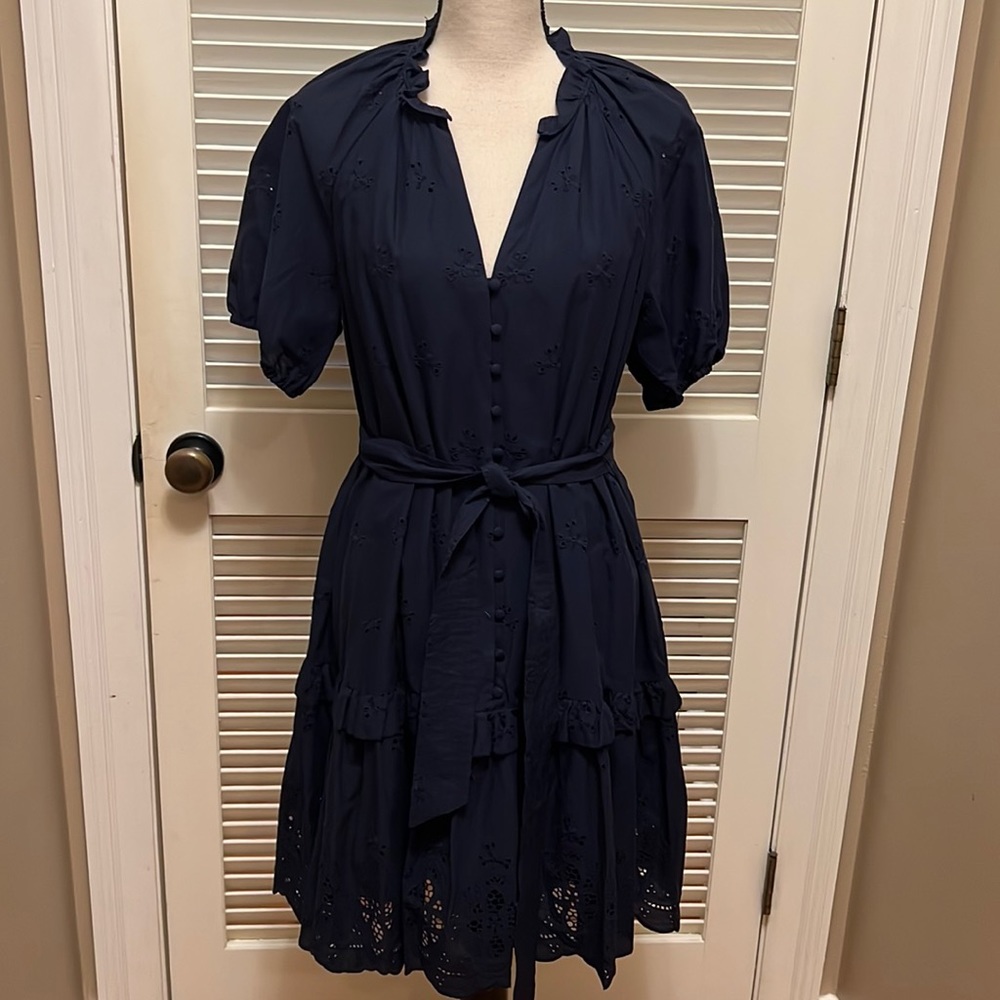 Antonio Melani Tatum Embroidered Eyelet Dress in Abyss, Size 8